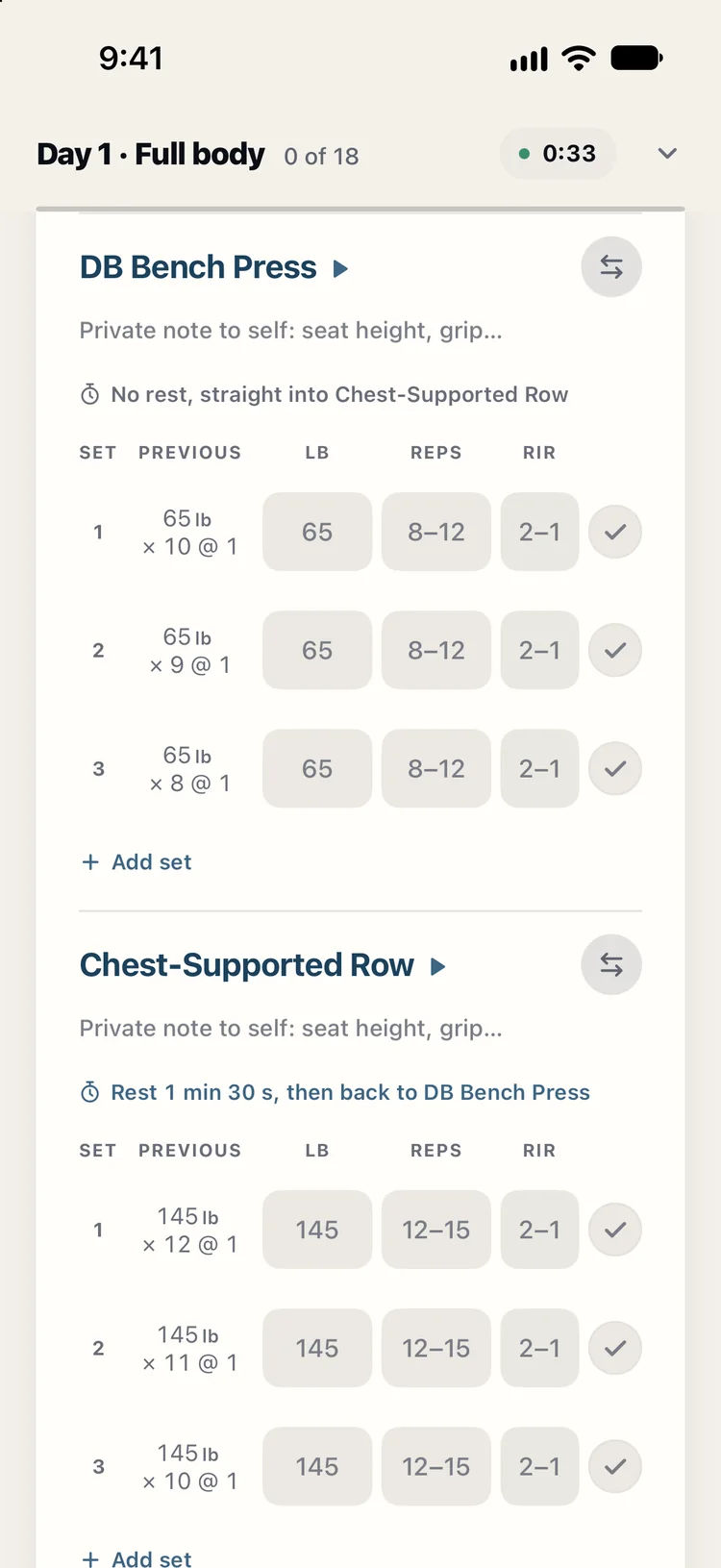 A superset: DB bench press, then straight into the chest-supported row